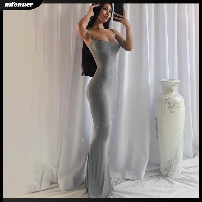 Đầm Dài Hai Dây Màu Sắc Thời Trang Gợi Cảm Cho Nữ