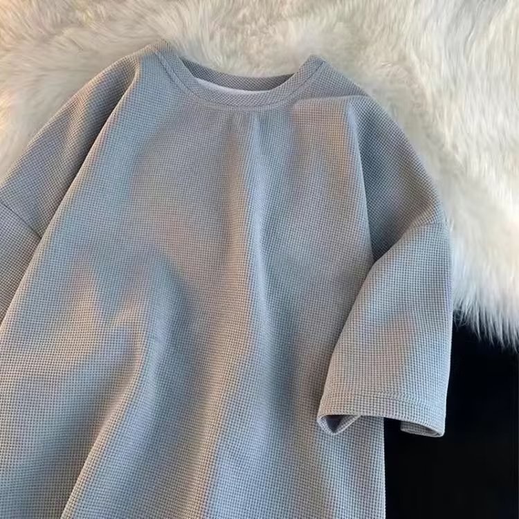 Áo Thun Trơn Tay Ngắn Cổ Tròn Plus Size M-8XL Phong Cách Hàn Quốc Cho Nam