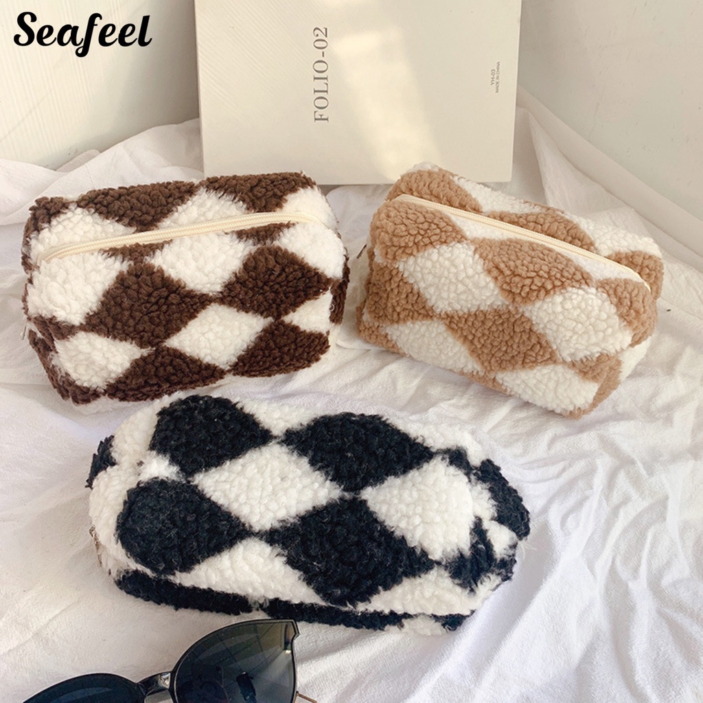 Túi Đựng Đồ Trang Điểm Sức Chứa Lớn Bằng Vải Lông Mềm Mại Cho Nữ