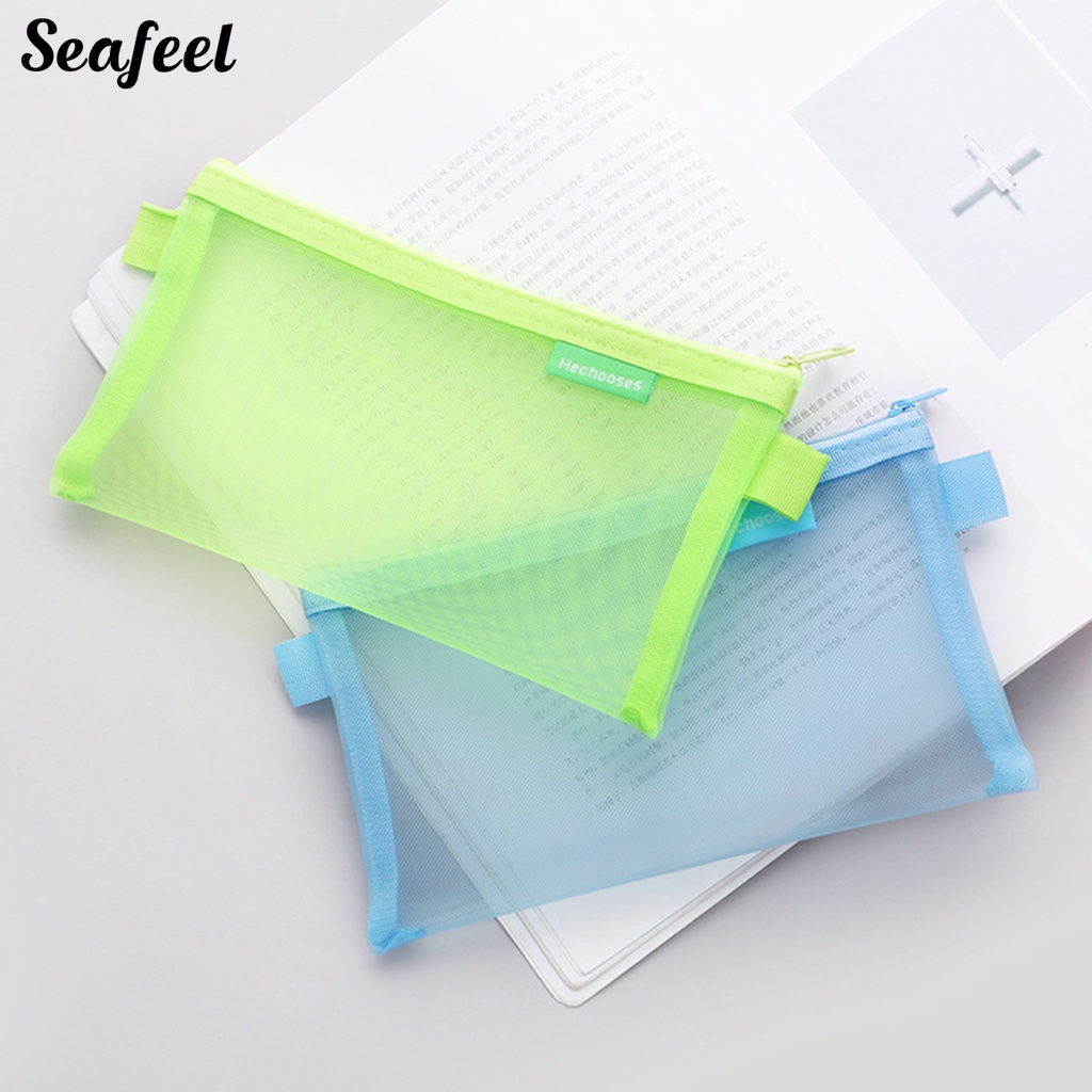 Túi Lưới Đựng Bút Trong Suốt Trọng Lượng Nhẹ Có Khóa Kéo Tiện Dụng