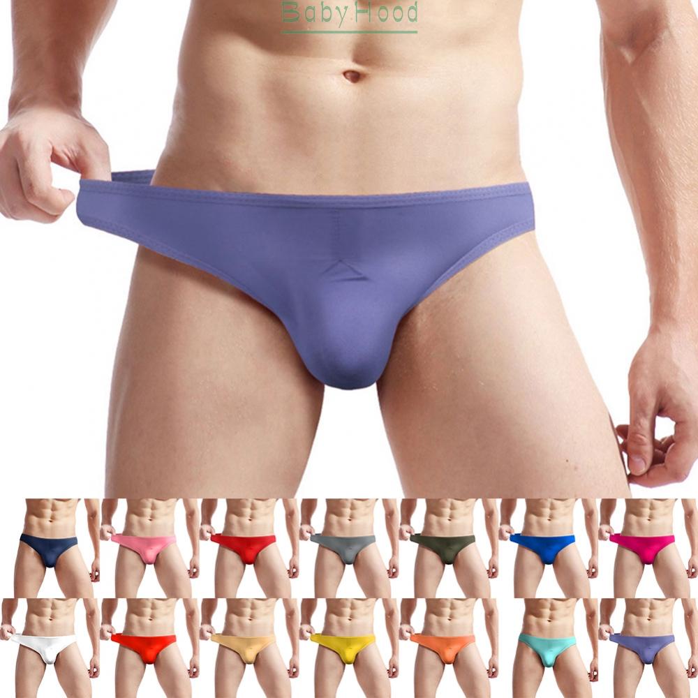 Mens Ice Silk Bikini Briefs Trunks Underwear Shorts Bulge Pouch Soft G-strings#BBHOOD