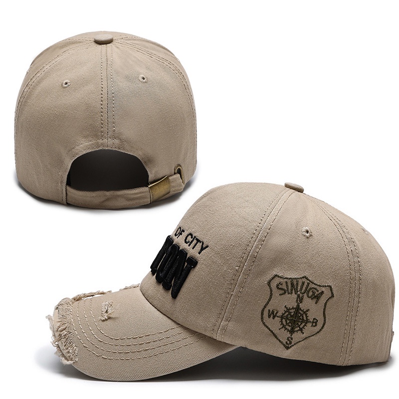 Mũ Lưỡi Trai Denim Thêu Chữ Thiết Kế Rách Cá Tính