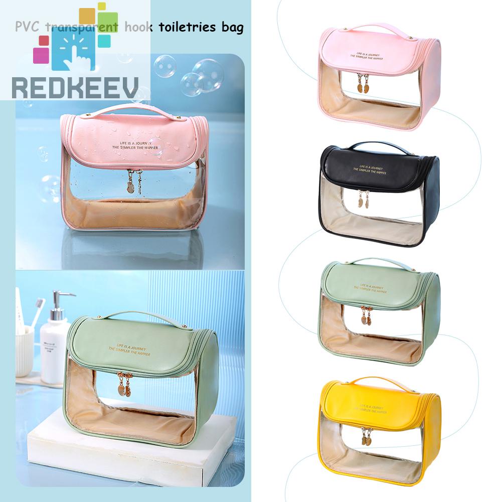 Túi Đựng Mỹ Phẩm Bằng PVC Sức Chứa Lớn Kèm Móc Treo Tiện Dụng