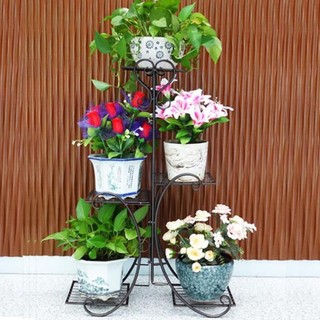 Kệ hoa trang trí ban công, treo tường bằng sắt để chậu hoa cây cảnh 3, 5, 6, 7 tầng hoa văn mầu trắng đen cao cấp #kehoa