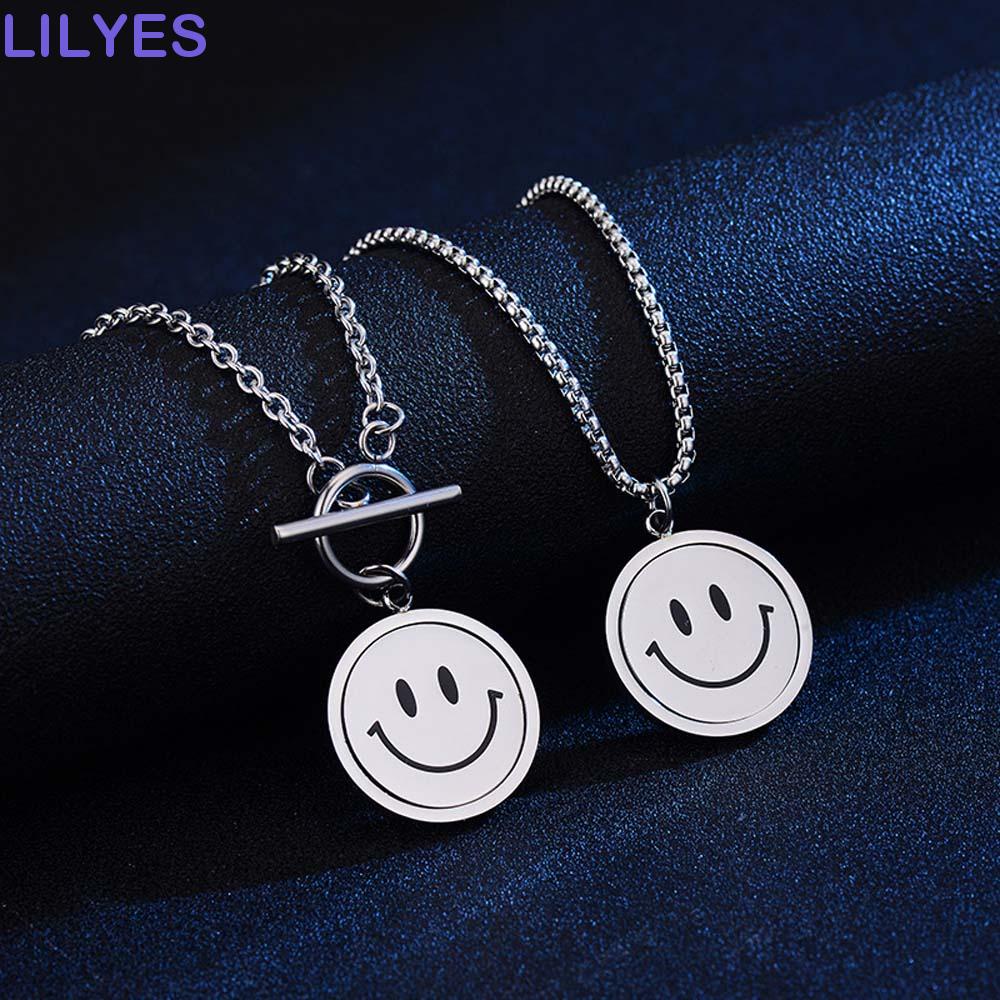 Vòng Cổ Choker Hình Hoa Lily / Mặt Cười Tròn Có Khóa Xoay Phong Cách Punk Hiphop Cho Nữ