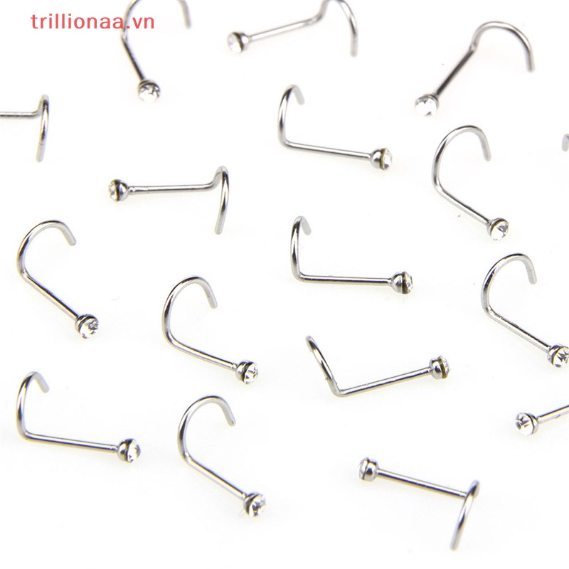 Set 20 Khuyên Mũi Bằng Thép Không Gỉ Đính Đá Cá Tính