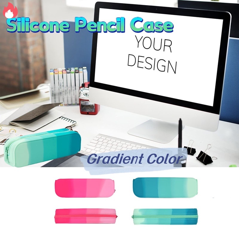 Túi Đựng Bút Bằng Silicone Màu Gradient Đa Năng Chống Thấm Nước