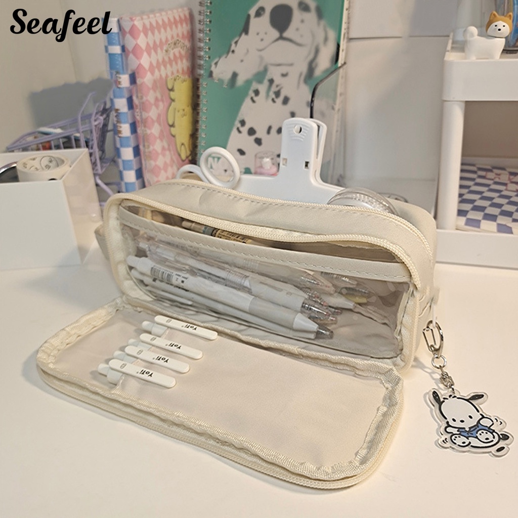 Hộp Đựng Bút Nhiều Ngăn Sức Chứa Lớn Có Khóa Kéo Và Tay Cầm Dành Cho Học Sinh