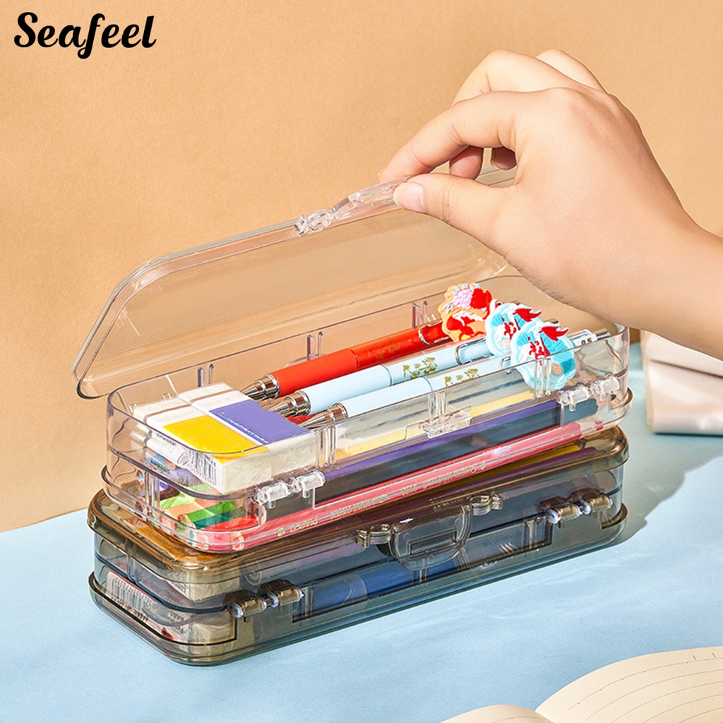 Hộp Đựng Bút Hai Ngăn Sức Chứa Lớn Đa Năng Cho Học Sinh