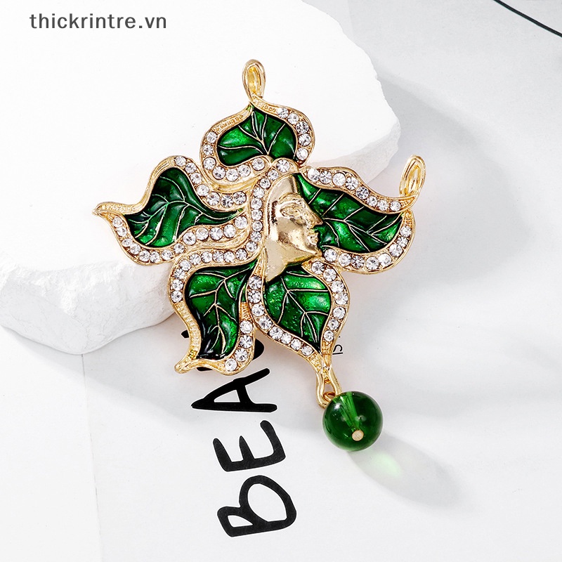 Ghim Cài Áo Hình Chiếc Lá Đính Đá Phong Cách Vintage Cho Nam Nữ