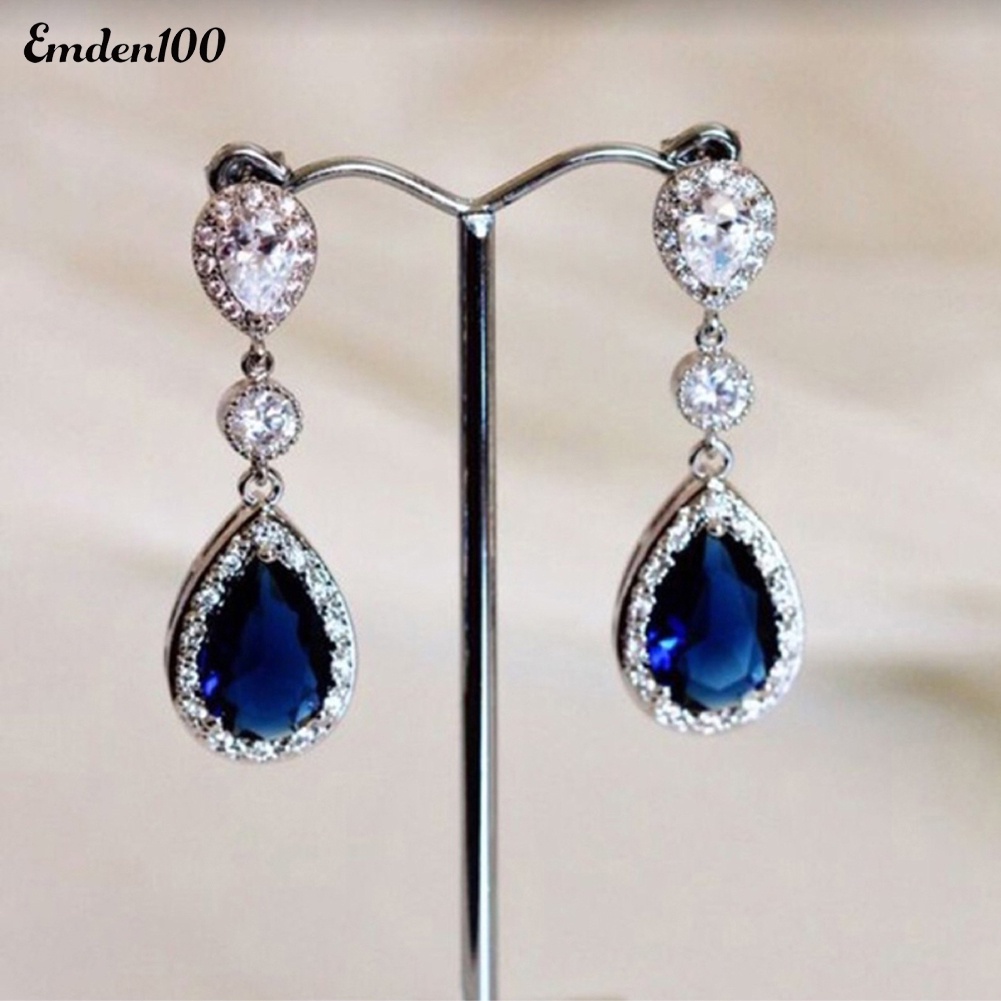 Đôi Khuyên Tai Giọt Nước Đính Đá Thời Trang Cho Nữ