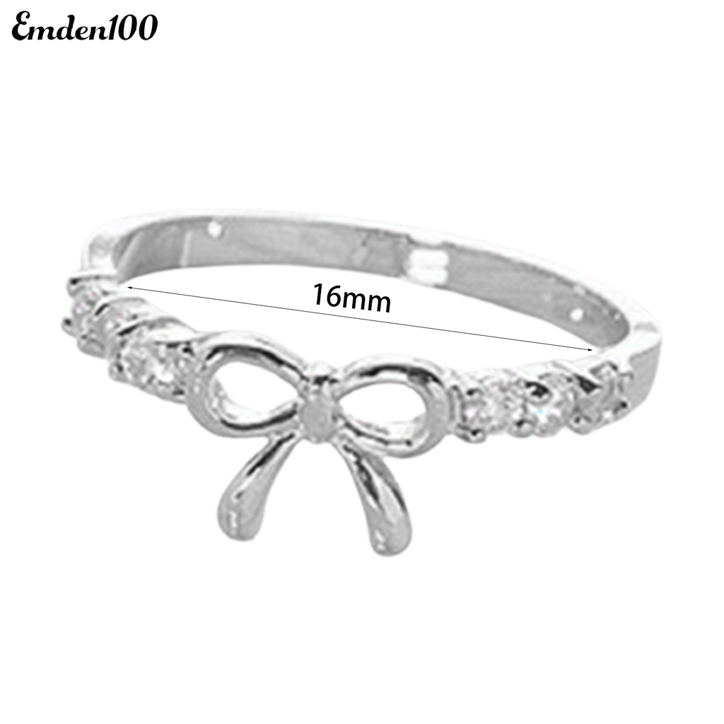 Nhẫn Đính Đá Hình Nơ Đơn Giản Thanh Lịch Dành Cho Nữ