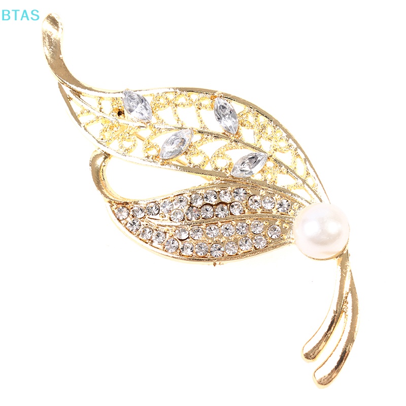 Ghim Cài Áo Hình Lá Đính Đá Thanh Lịch Cho Nữ