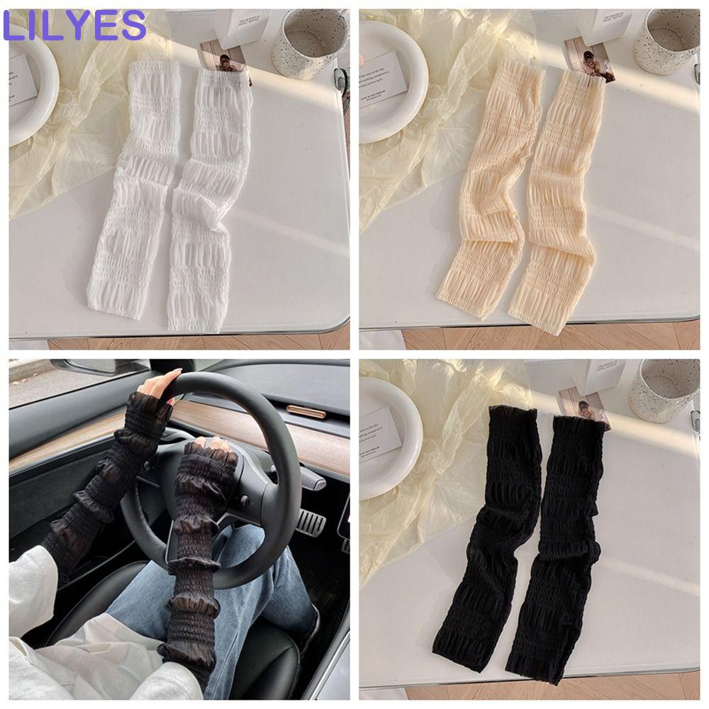 Ống Tay Áo Bằng Lụa Lạnh Mỏng Trong Suốt Phối Ren Thoáng Khí Tiện Dụng Khi Leo Núi