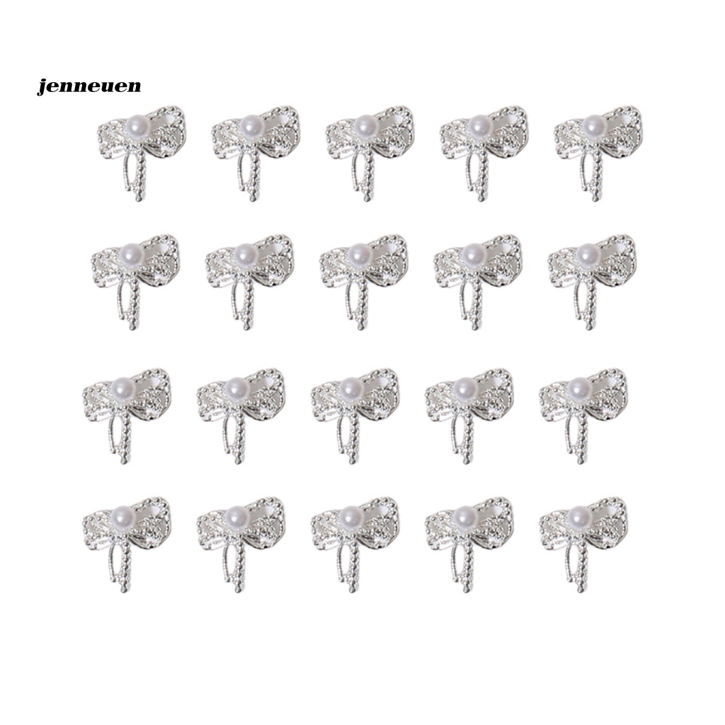 Bộ 20 Phụ Kiện Trang Trí Móng Tay Hình Nơ 3D Bằng Hợp Kim Lấp Lánh