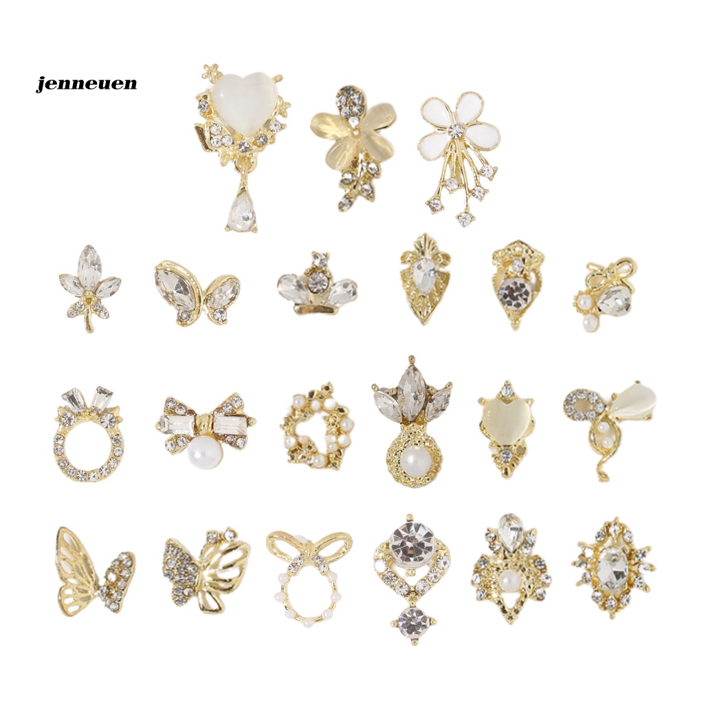 Set 10 Phụ Kiện Trang Trí Móng Tay Nghệ Thuật Không Phai Hình Bướm Trái Tim