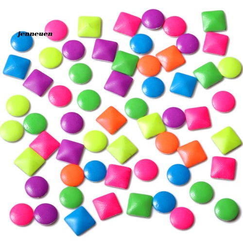 Set 500 Hạt Cườm Vuông / Tròn / Kim Loại 6 Màu Tự Trang Trí Móng Tay Nghệ Thuật