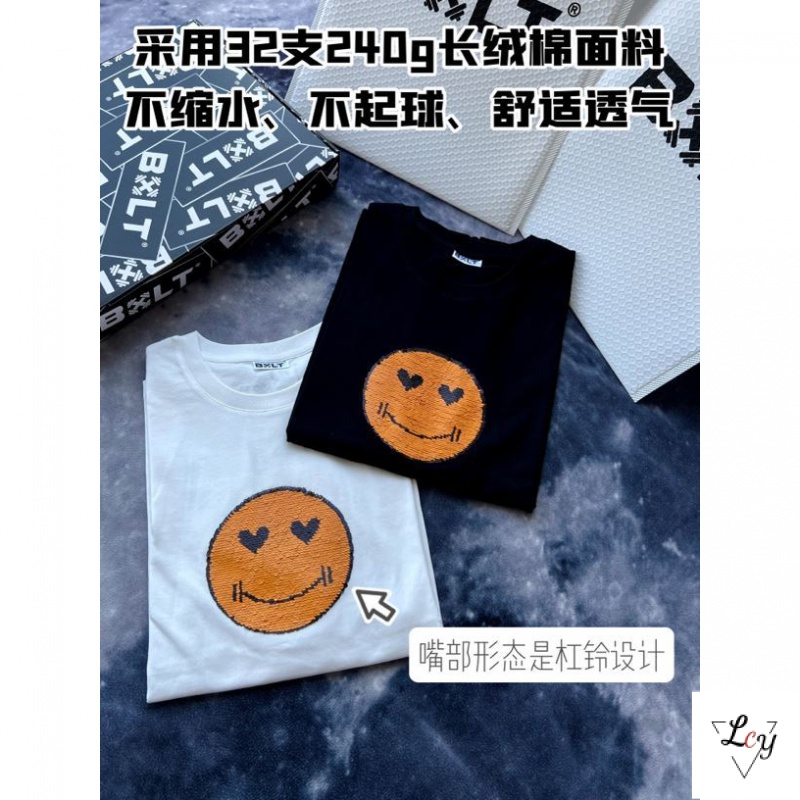 Hàng Có Sẵn Áo Thun Cotton Trơn Đính Kim Sa Mặt Cảm Xúc Thay Đổi Khuôn Mặt