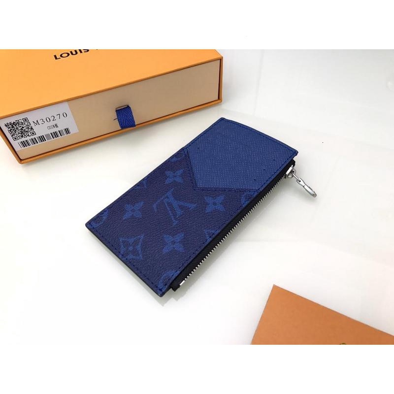 Ví Louis Vuitton M30270 Bằng Da Thật Màu Xanh Dương Có Dây Xích Dài