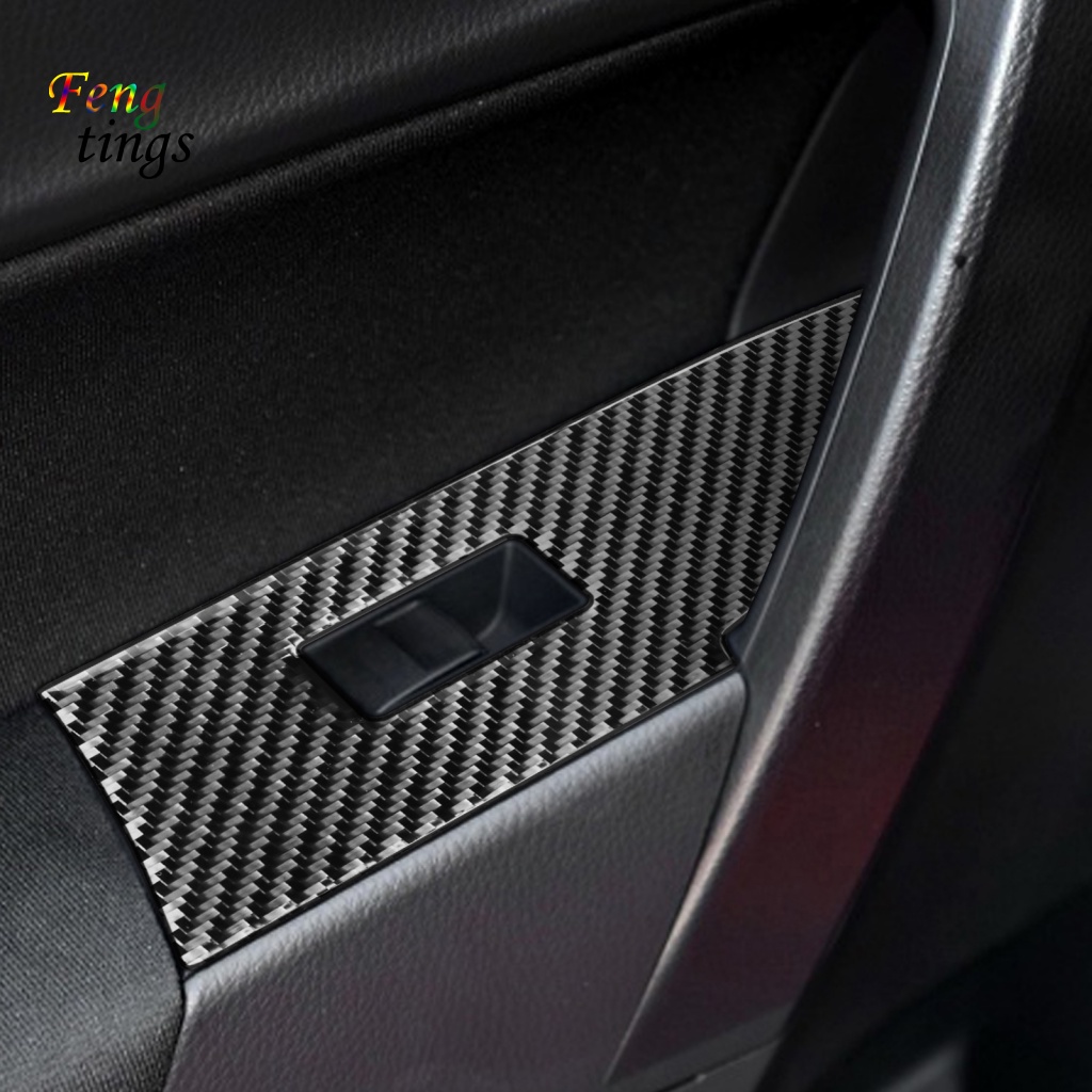Bộ 4 Miếng Dán Công Tắc Cửa Sổ Xe Hơi Tự Dính Bằng Sợi Carbon Cho Toyota Corolla 2014-2018