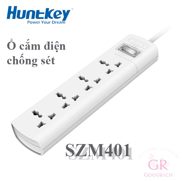 Ổ cắm điện đa năng kháng lửa chịu nhiệt Huntkey SZM401 - Hàng chính hãng