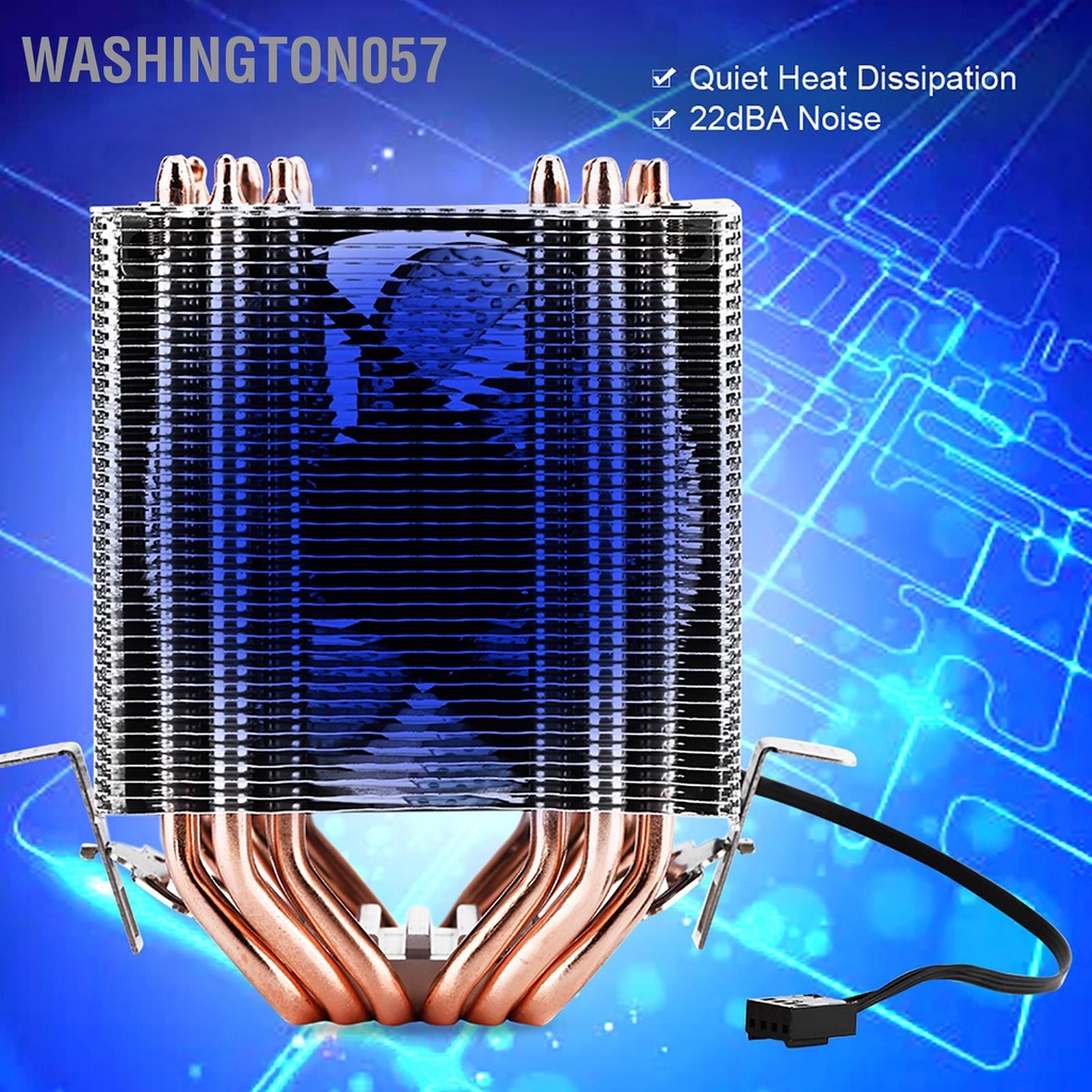 Washington057 Kiểm soát nhiệt độ Bộ làm mát CPU 6 ống dẫn Yên tĩnh 800-2200 vòng quay cho AMD/INTEL