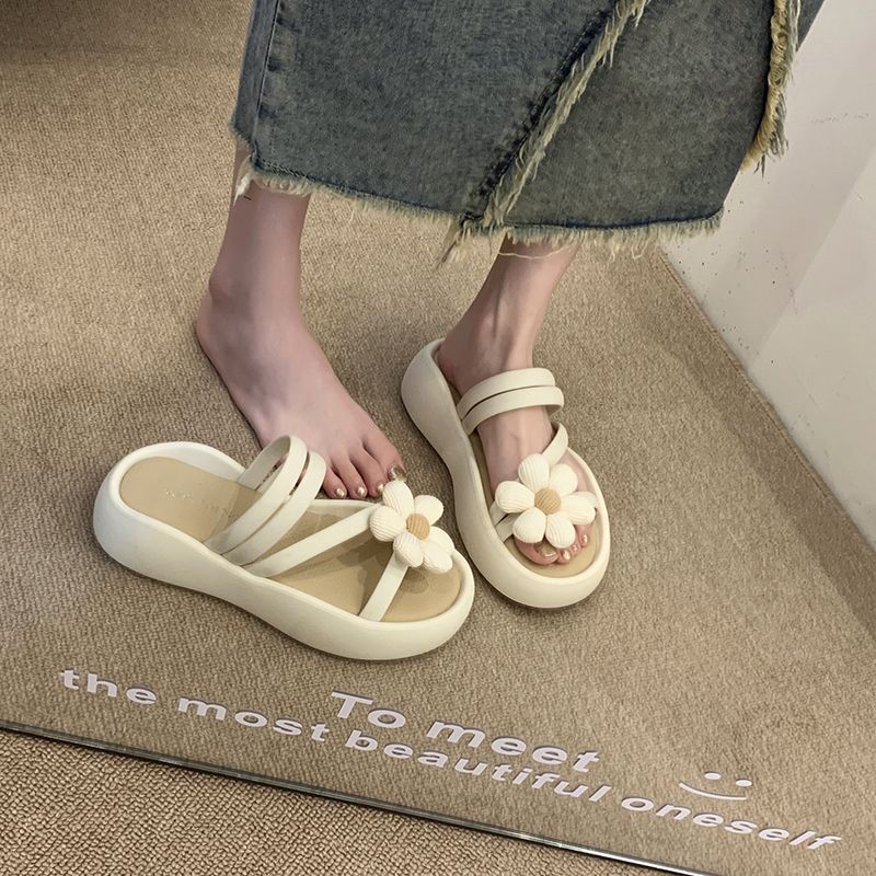 Dép hoa dép nữ influencer 2023 phong cách mới mùa hè có thể mặc bên ngoài thời trang dày-soled beach all-match anti