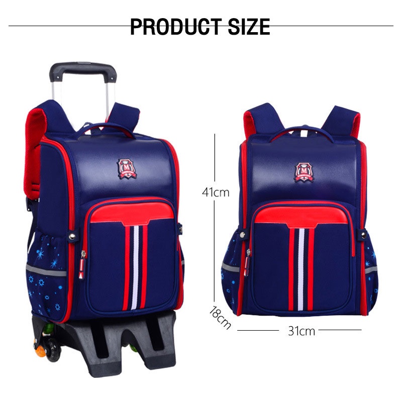 SUPER KIDS Ba Lô Đi Học Có Bánh Xe Kéo Chống Thấm Nước Dành Cho Bé Lớp 1 / 2 / 3 / 5 / 6 Ốp