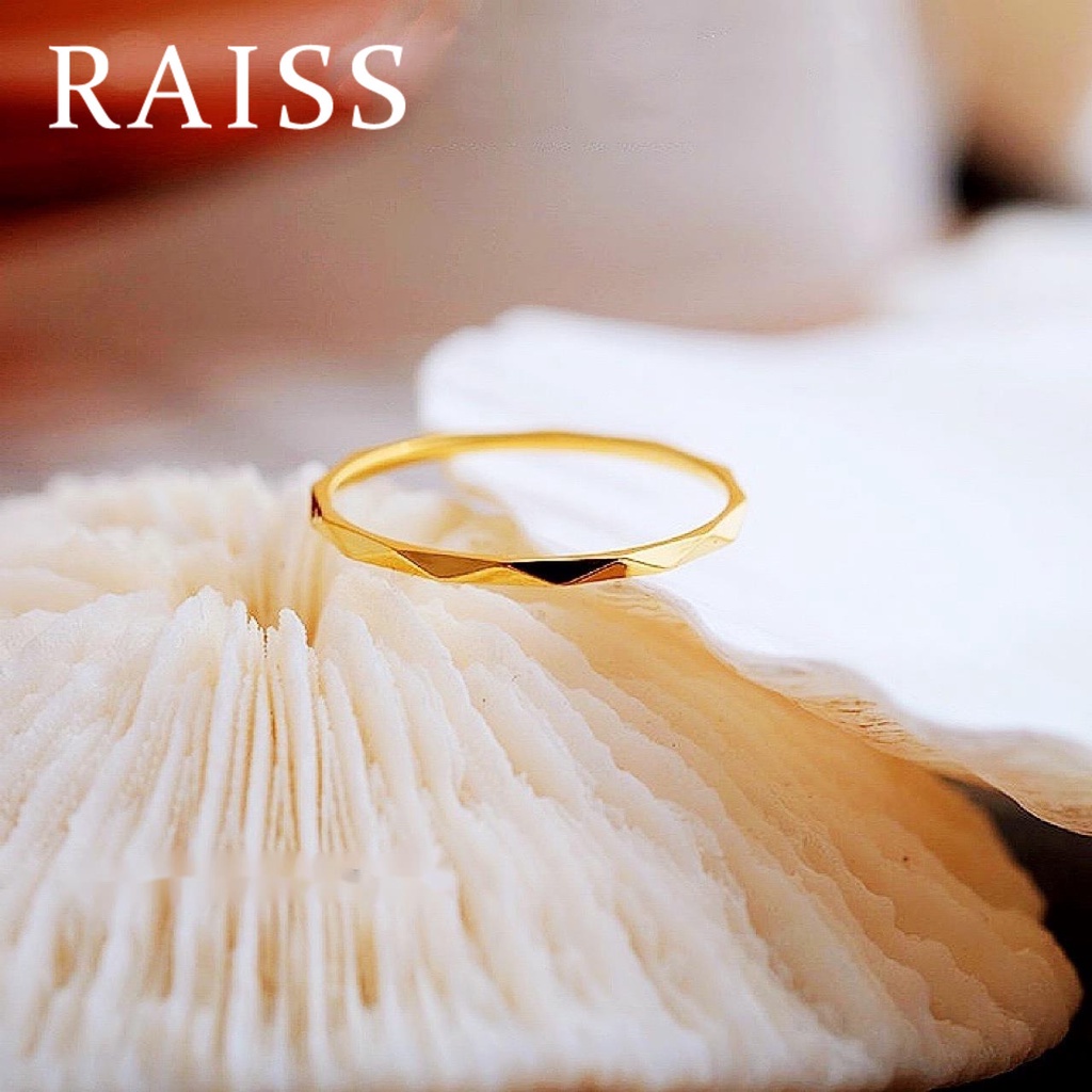 Nhẫn Titan Mỏng Họa Tiết Kim Cương Gợn Sóng Thời Trang Không Phai Màu