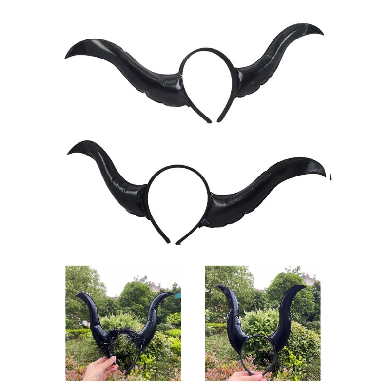 Ch *  Băng Đô Cài Tóc Hình Sừng Quỷ Hoạt Hình Màu Đen Cá Tính Hóa Trang Tiệc Tùng