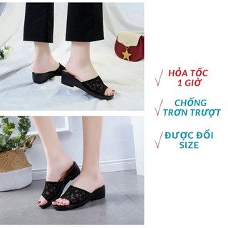 Dép cao gót trung niên người già hàng quảng châu cho các chị các mẹ, dép lưới cao 3cm, dép lưới