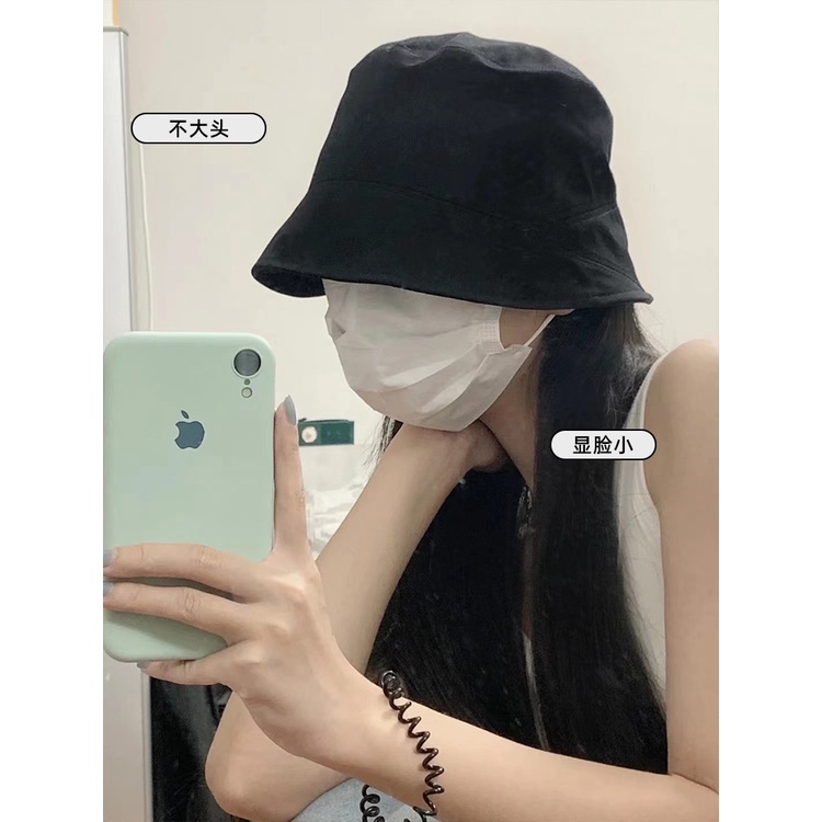 Mũ Bucket Màu Đen Trơn Phong Cách Thời Trang Hàn Quốc Dành Cho Nữ
