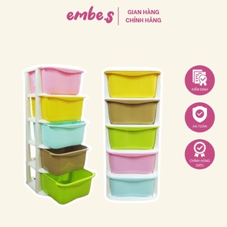 Tủ đa sắc, tủ nhựa 5 tầng Việt Nhật có bánh xe tiện dụng embe.s