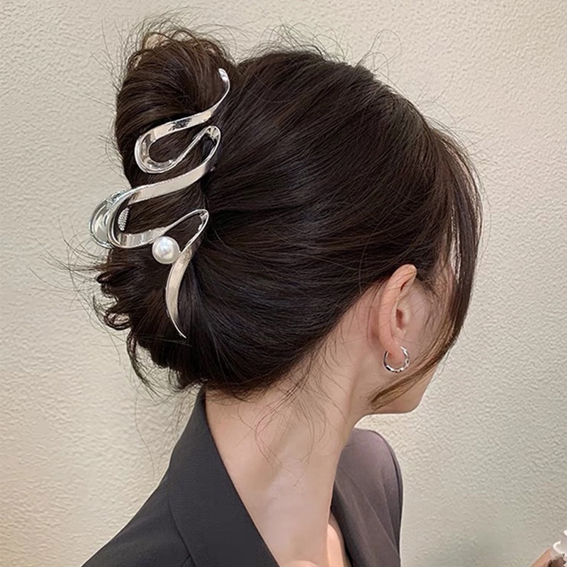 Kẹp Tóc Kim Loại Hình Chữ c Phong Cách vintage Thời Trang 2024 Dành Cho Nữ Mới