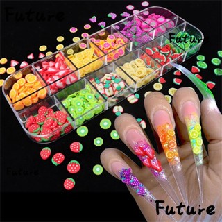 [Hàng mới về] Sticker trang trí móng bằng đất sét polymer hình trái cây 3d 12 kiểu dáng nhiều màu sắc dễ thương DIY
