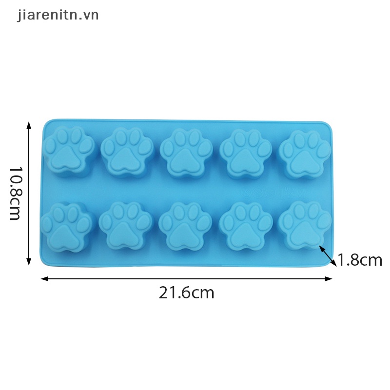 Khuôn Silicon Làm Đá / Bánh Quy / Thạch Rau Câu Hình Dấu Chân Chó / Mèo 10 Ngăn
