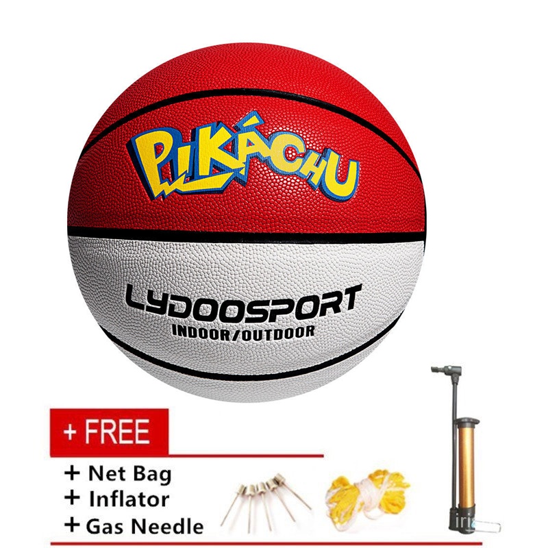 Quả Bóng Rổ Bằng Da PU Size 7 In Hình Pikachu Chống Mòn Siêu Bền Tiện Dụng Cho Nam