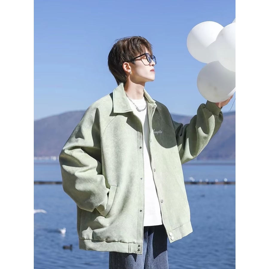 Áo Khoác Da Lộn Dáng Rộng Thời Trang Retro Đường Phố Cá Tính Cho Nam