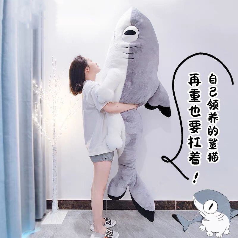 Cá mập vô tri với 4 chiếc chân mèo, Một jingsha mèo búp bê sang trọng gối phim hoạt hình hoạt hình ngoại vi đồ chơi búp bê sang trọng nữ món quà