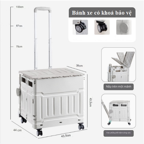 Euro Home - Xe đẩy hàng đa năng xếp gọn Folding Cart Trolley có bánh xe leo cầu thang