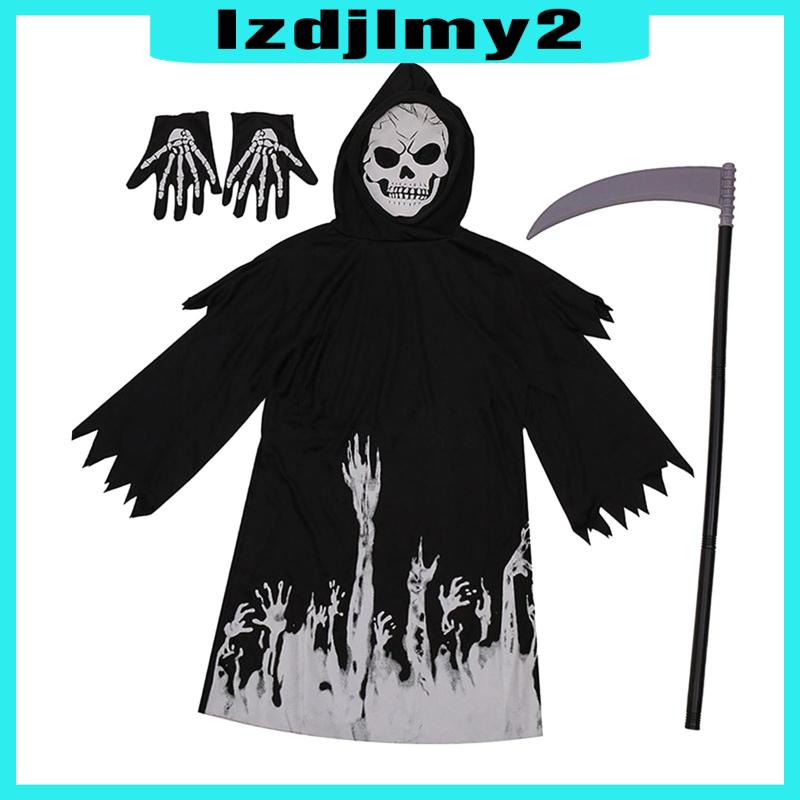 Áo Choàng Hóa Trang Grim Reaper Kèm Mũ Trùm Dùng Trong Lễ Halloween