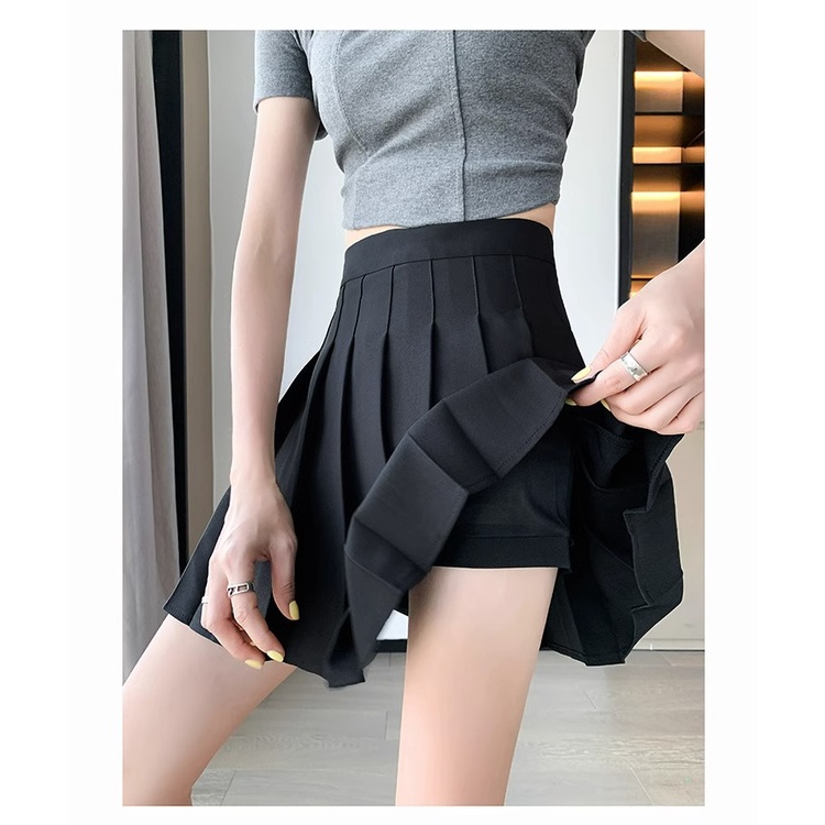 Chân Váy Chữ a Lưng Cao Xếp Ly Màu Xám Thời Trang Mùa Hè Cho Nữ