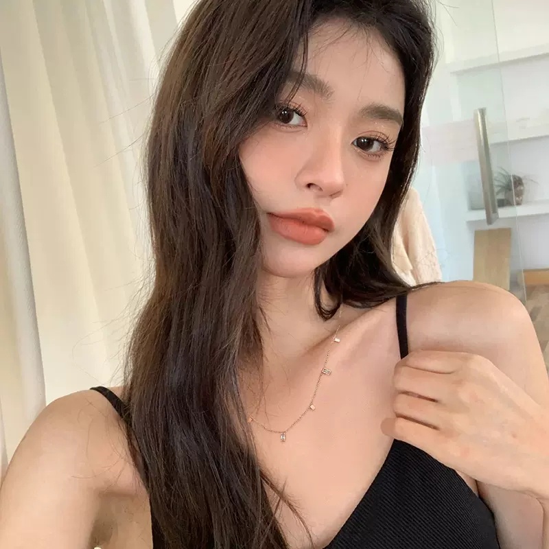 Vòng Cổ Choker Bằng Thép Không Gỉ X005 Vàng 18K Đính Đá Zircon Hình Chữ Nhật Phong Cách Vintage Cho Nữ