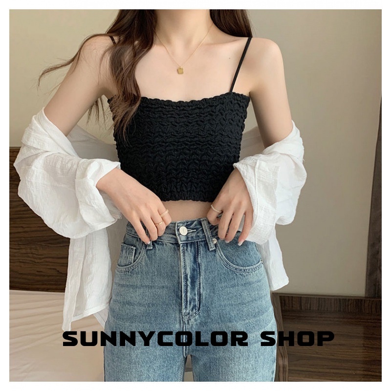 SUNNYCOLOR áo phông áo thun nữ croptop baby tee Thời trang hàn quốc  A99J2S6