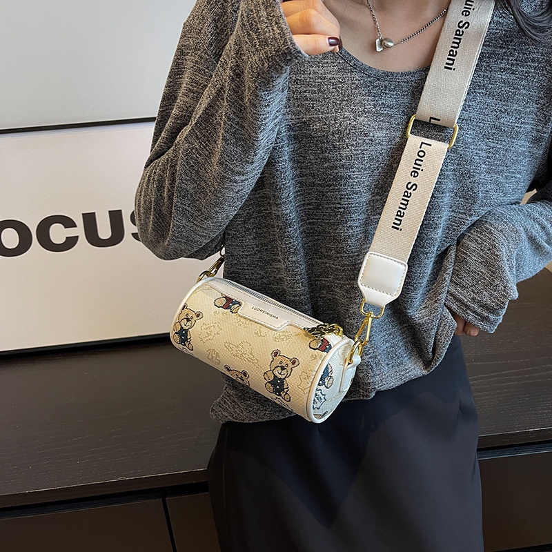 Túi Đeo Chéo Hình Trụ Bản Rộng Thời Trang Mùa Hè 2023 Cho Nữ