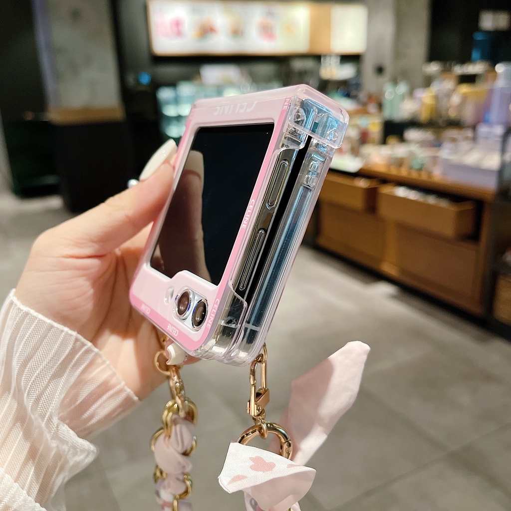 Ốp Điện Thoại Màu Hồng Họa Tiết Sang Trọng Cho Samsung Galaxy Z Flip 3 4 5 5G Premium Galaxy Z Flip5