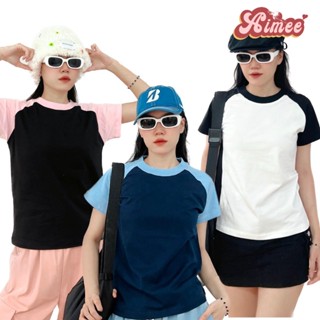 Baby tee raglan trơn basic áo thun phối màu chất cotton