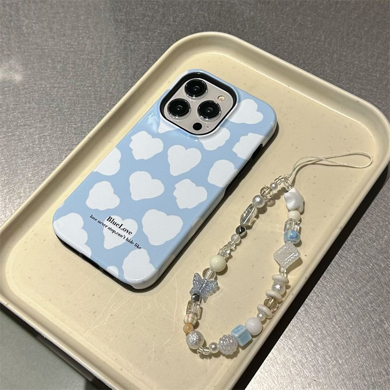 Ốp Điện Thoại Họa Tiết Trái Tim QYJS Phối Dây Xích Cho iPhone 13Pro X 11 12 13 14 11promax 14promax 12pro