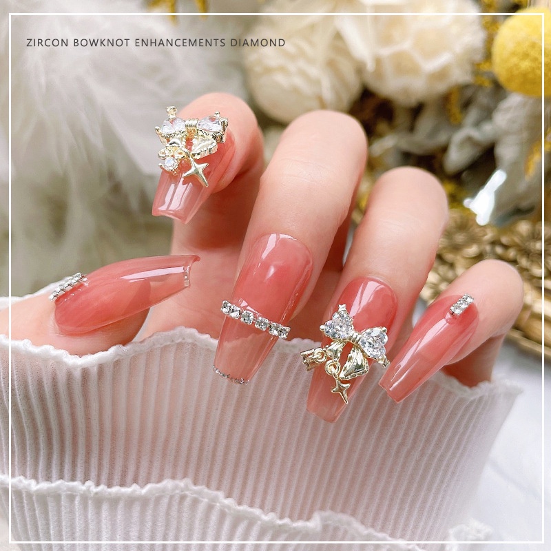 Miếng Dán Trang Trí Móng Tay Hình Nơ Bằng Kim Loại Sang Trọng