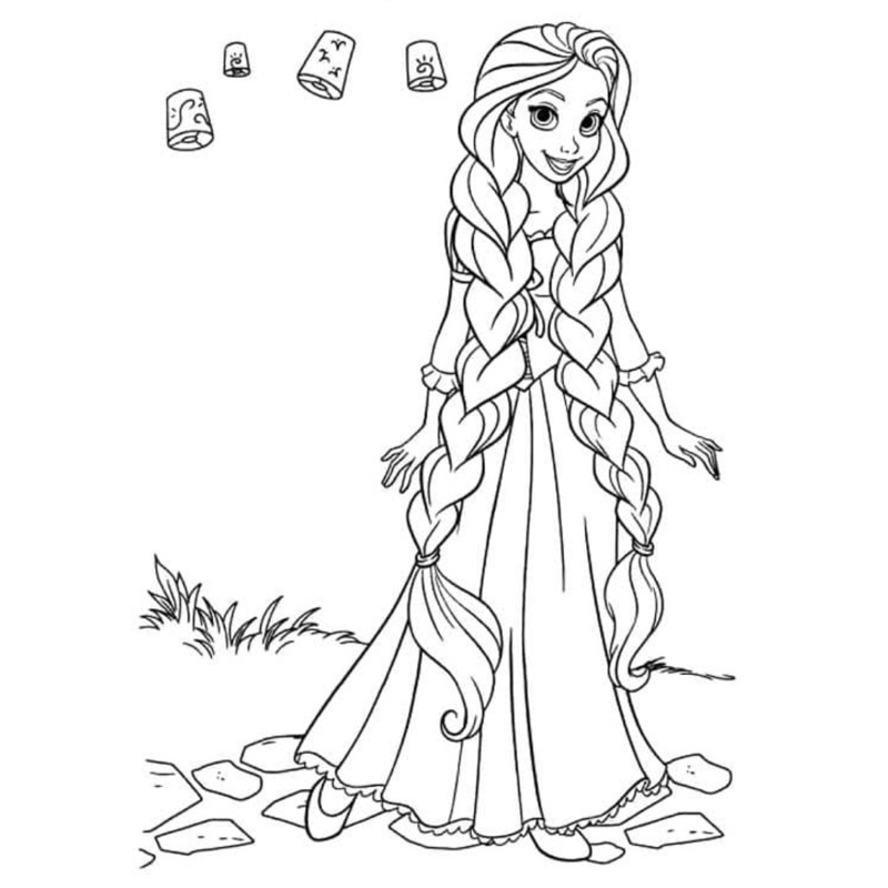 Công chúa tóc dài Rapunzel - Set 20 Tờ Tranh Tô Màu A4 A5 Dành Cho Màu Sáp, Màu Chì - MANGA ANIME COMIC tô màu